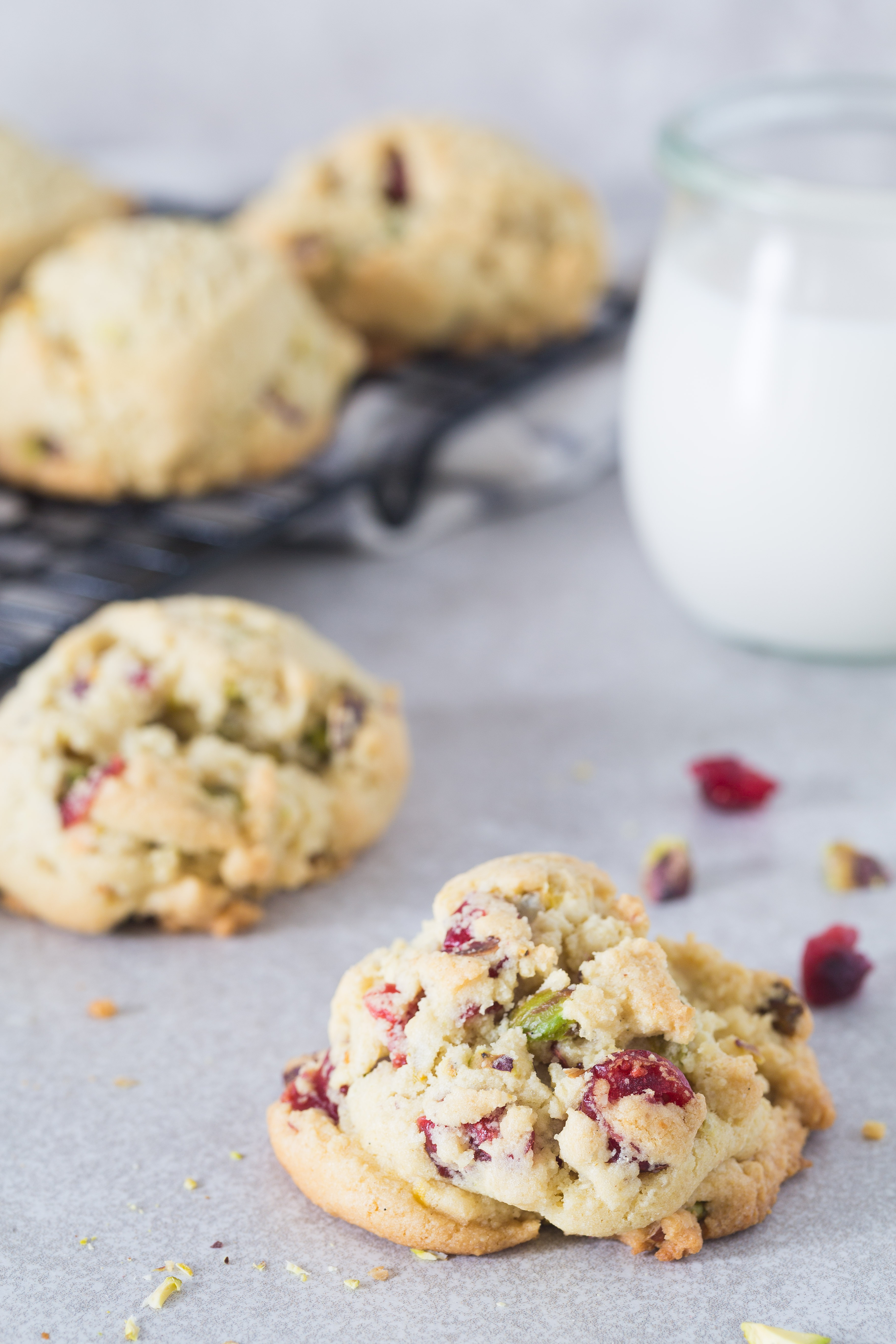 Gluten free pistachio cranberry cookies