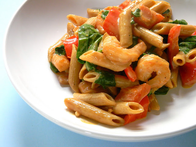 Shrimp Pasta with Peanut Sauce