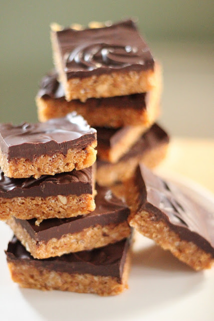 Peanut butter and dark chocolate krispie treats