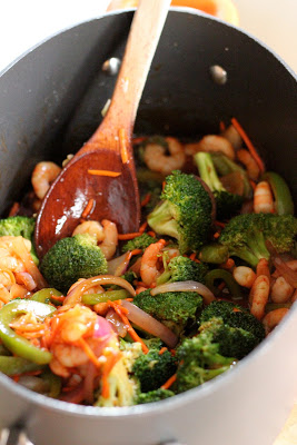 Shrimp and Vegetables with Thick Soy Sauce