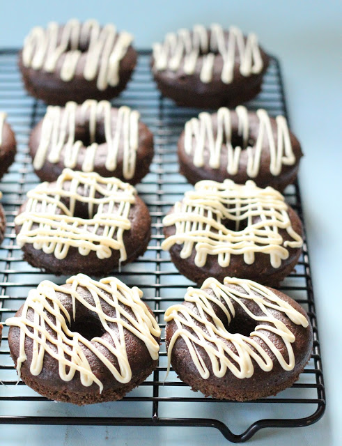 Triple chocolate wholegrain donuts 