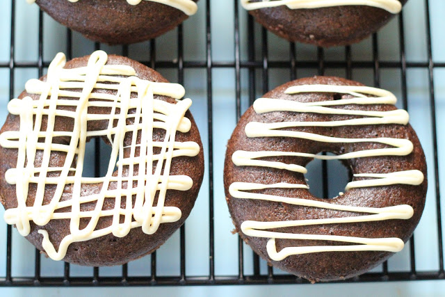 Triple chocolate wholegrain baked donuts 