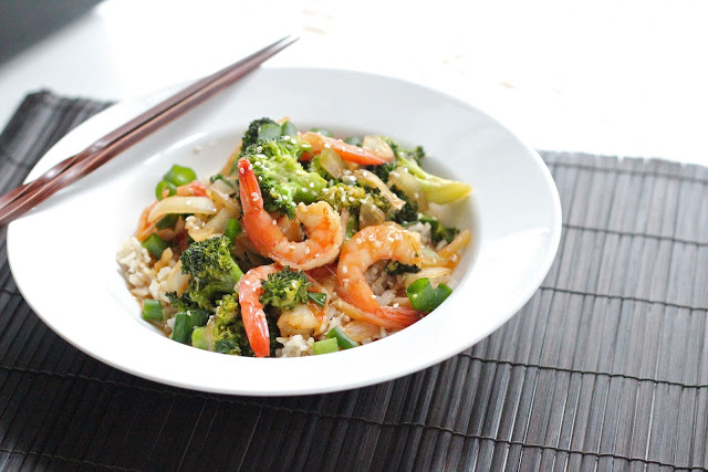 Sesame shrimp with broccoli