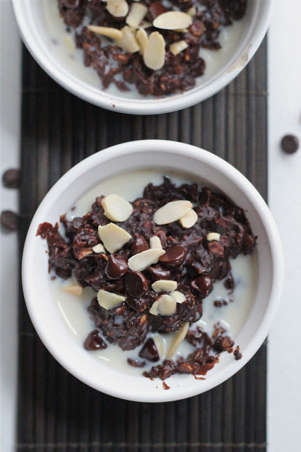 Dark chocolate, peanut butter oatmeal