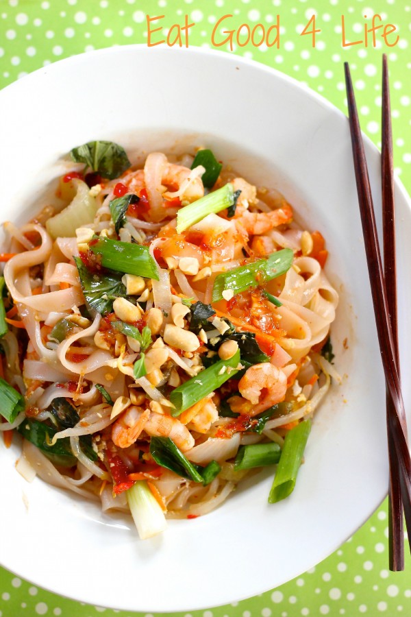 Drunken noodles with shrimp Eatgood4life.com