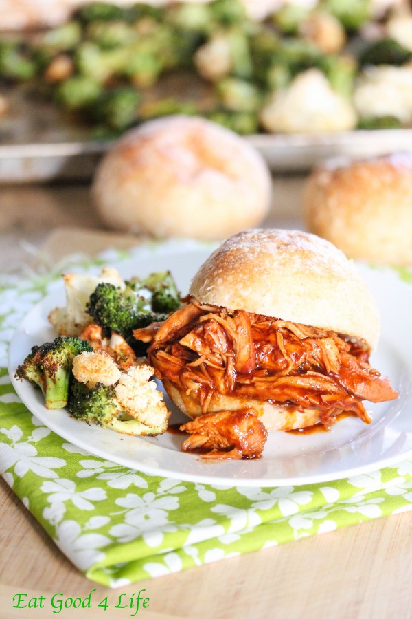 Slow cooker BBQ pulled chicken