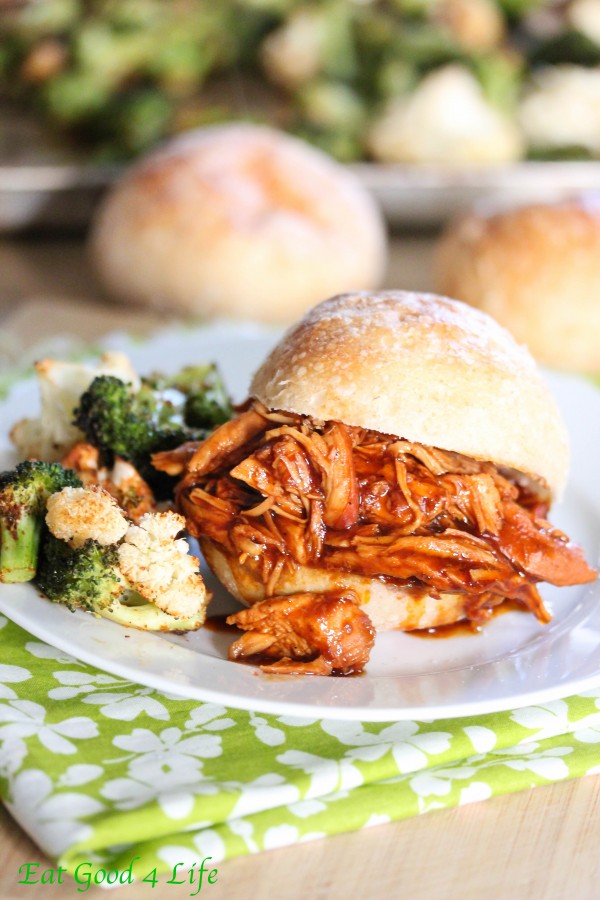 Slow cooker BBQ pulled chicken