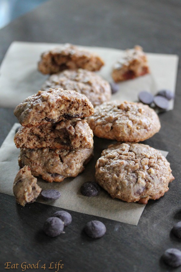 Gluten free oatmeal, almond butter and chocolate chip cookies