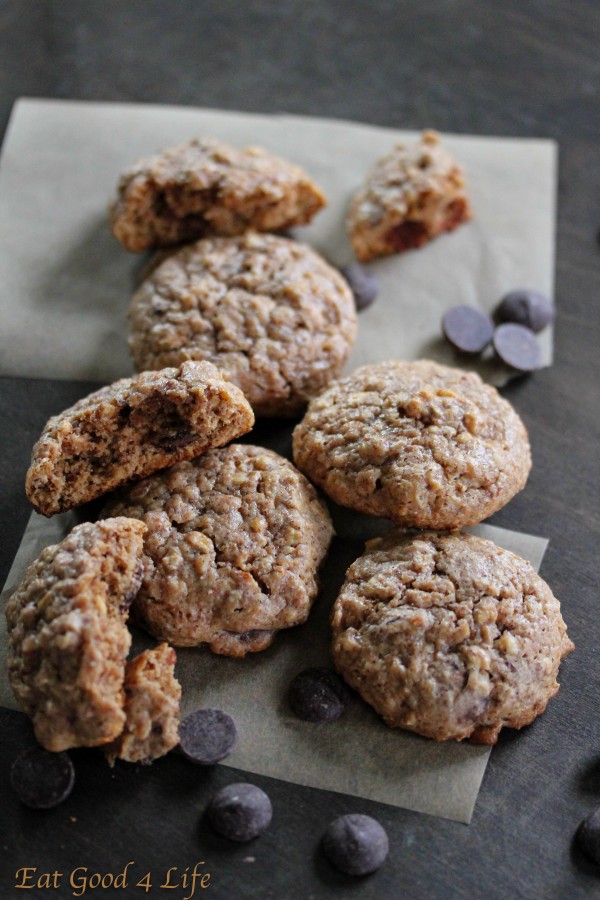 Gluten free oatmeal, almond butter and chocolate chip cookies