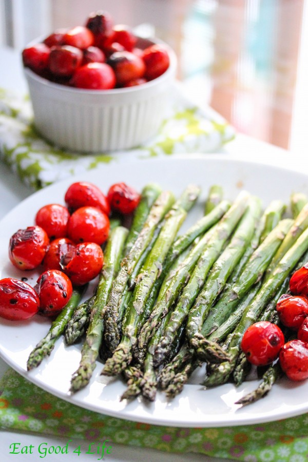 Roasted asparagus with balsamic tomatoes