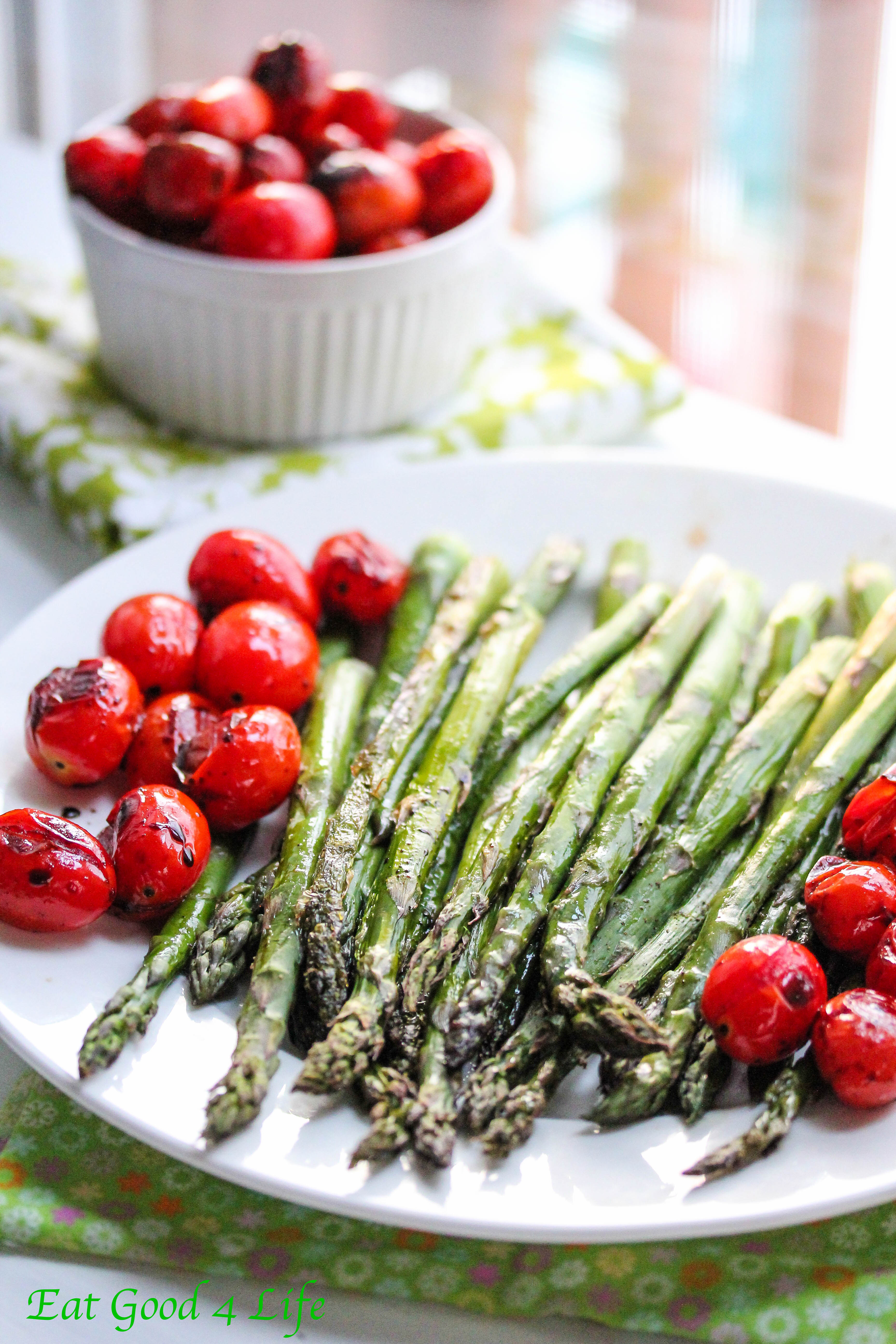 Roasted asparagus with balsamic tomatoes