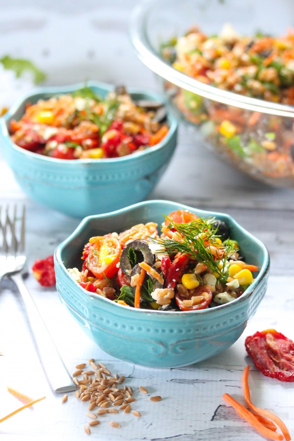 Farro mediterranean salad