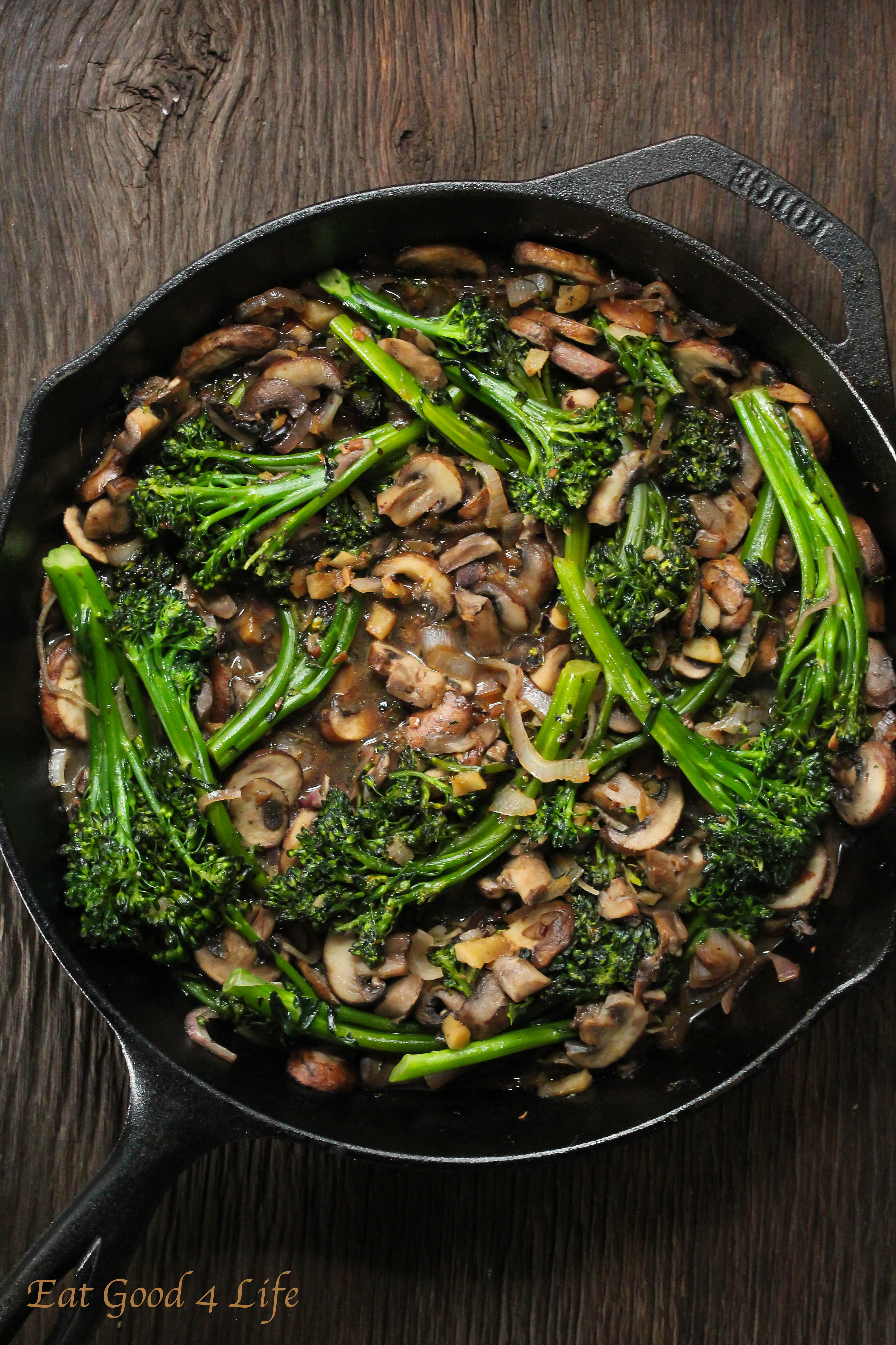 Broccolini and mushroom stir-fry