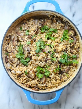 Barley mushroom risotto