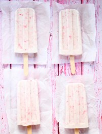 Strawberry and coconut popsicles