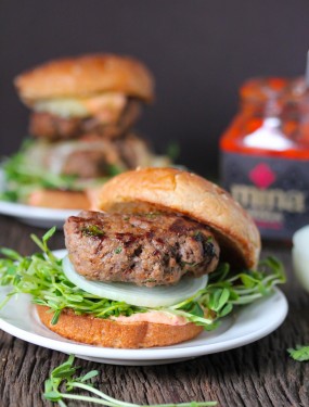 Harissa grass fed beef burgers