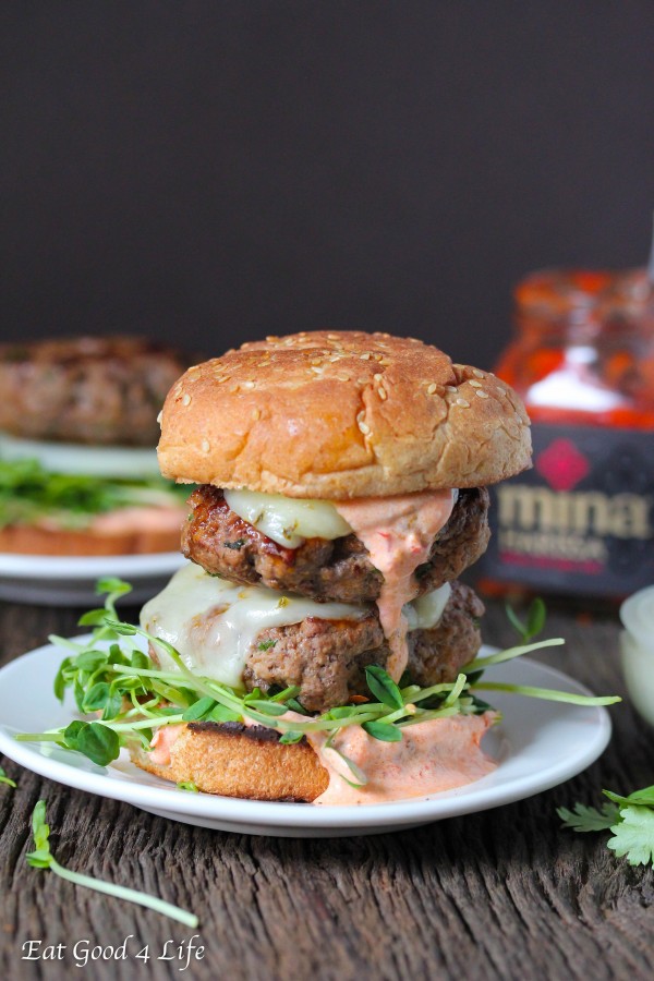 Harissa grass fed beef burgers