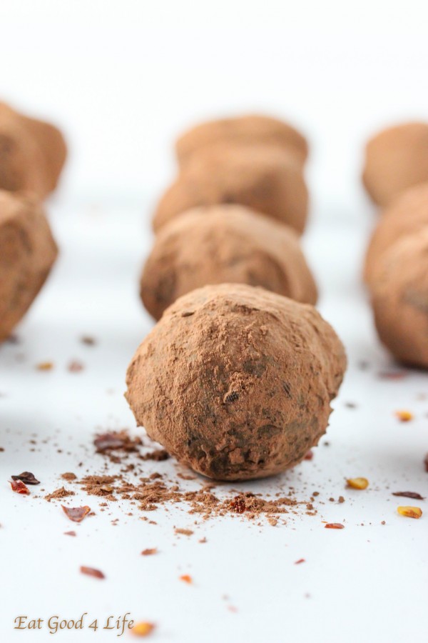 chili chocolate truffles. They can be vegan by using coconut milk and vegan chocolate.