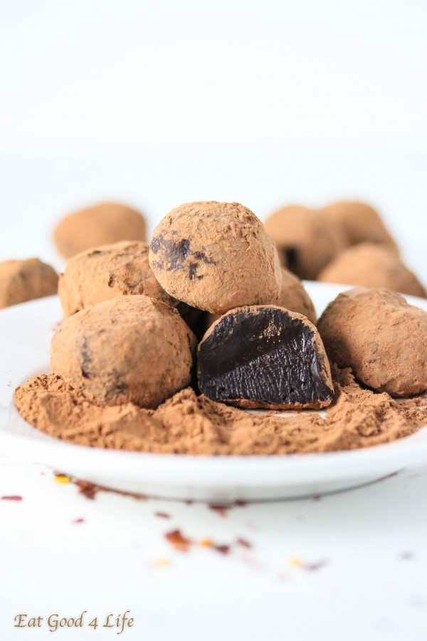 chili chocolate truffles. They can be vegan by using coconut milk and vegan chocolate.