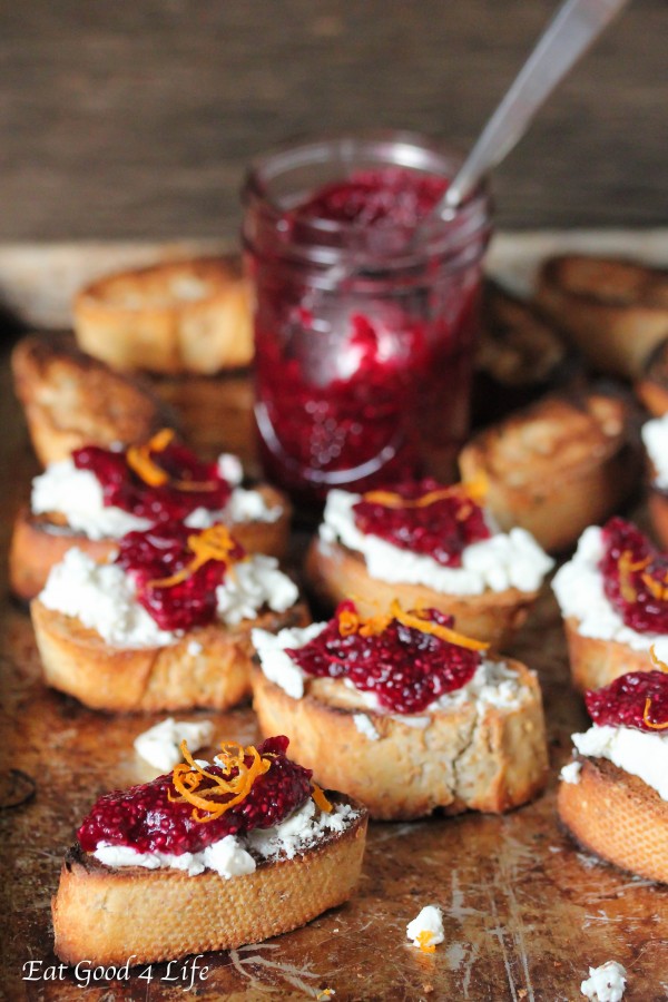 goat cheese chia cranberry crostini