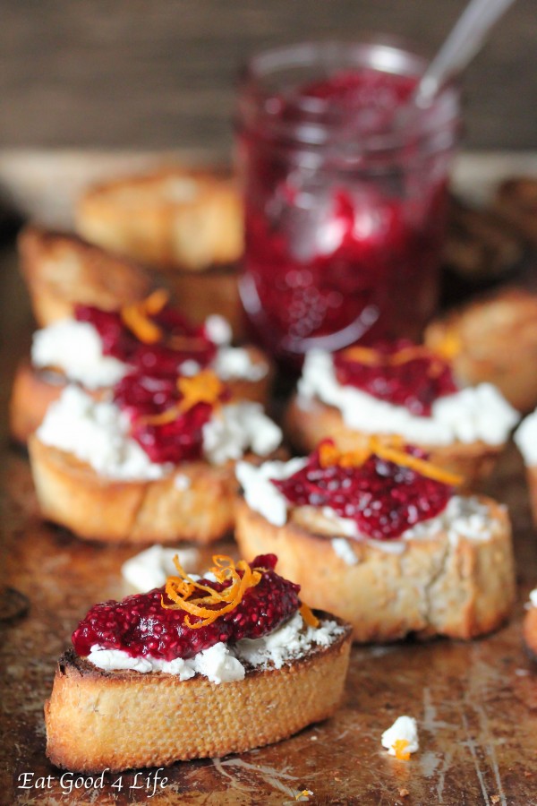 goat cheese chia cranberry crostini