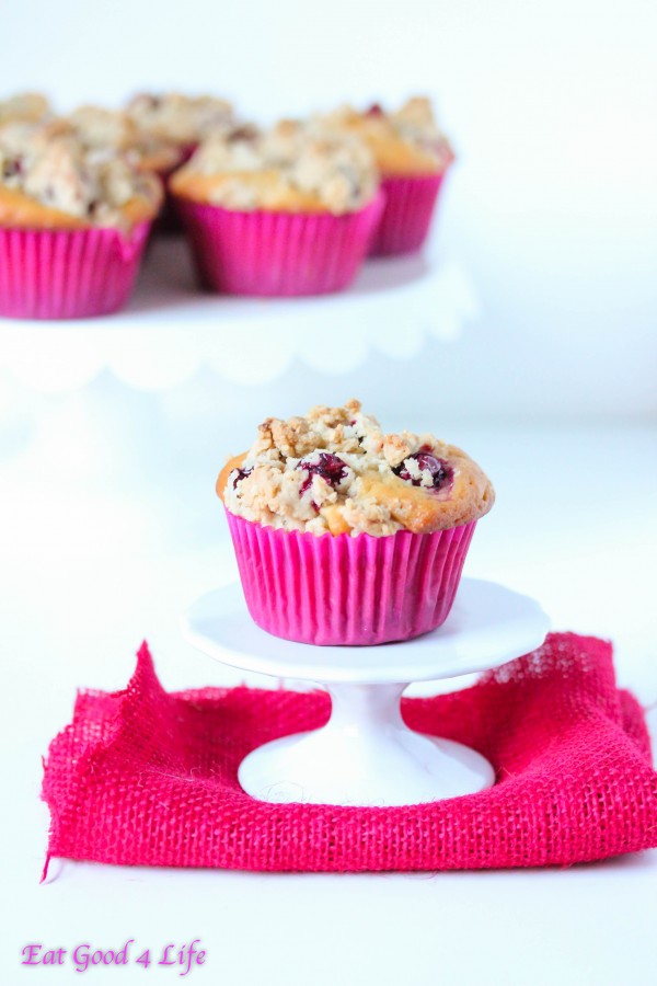 Orange Cranberry muffins with strudel topping