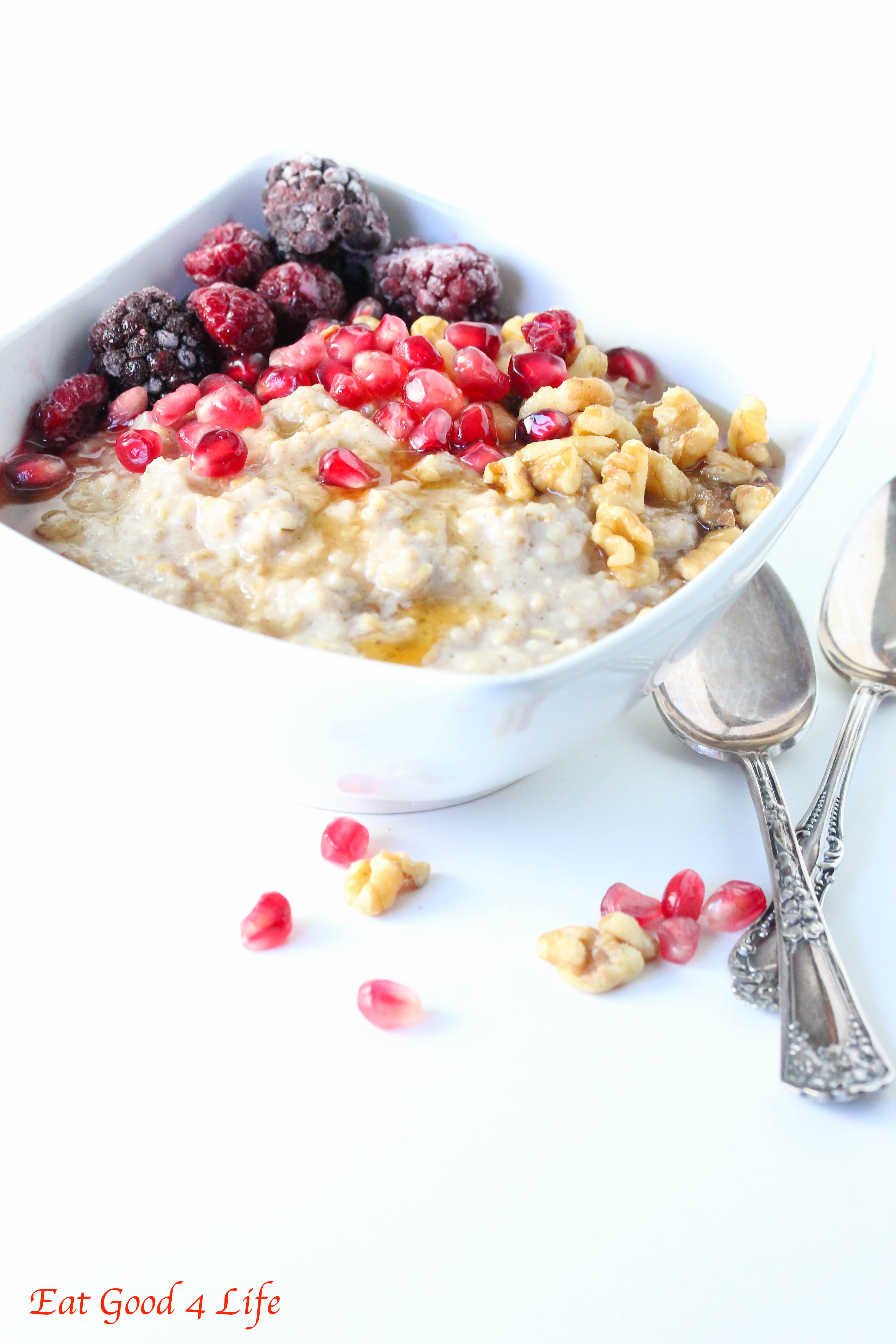 Berry pomegranate oatmeal bowl