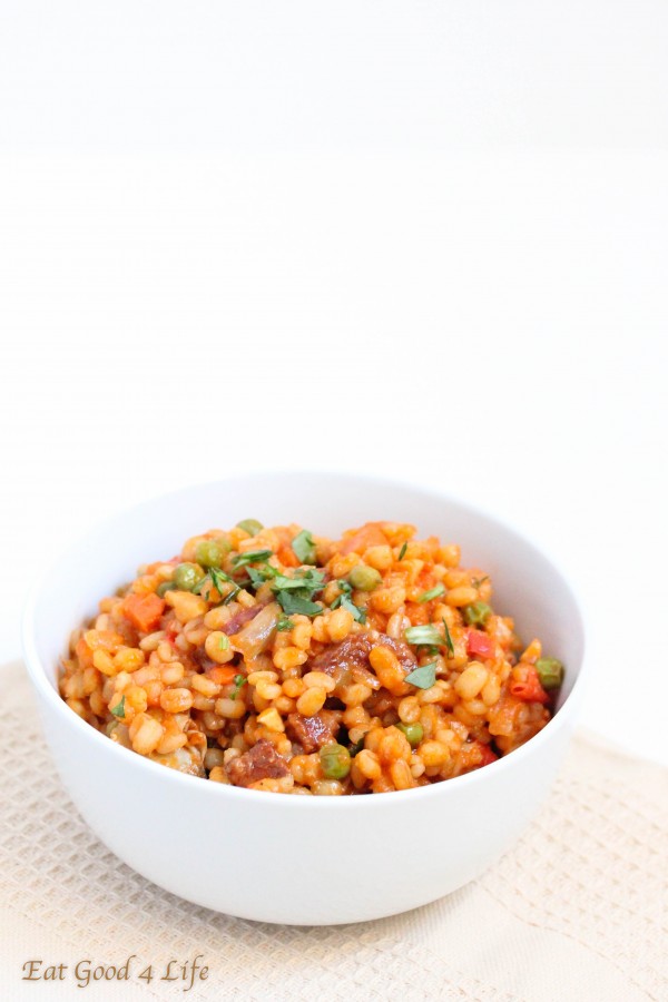 Healthier barley paella