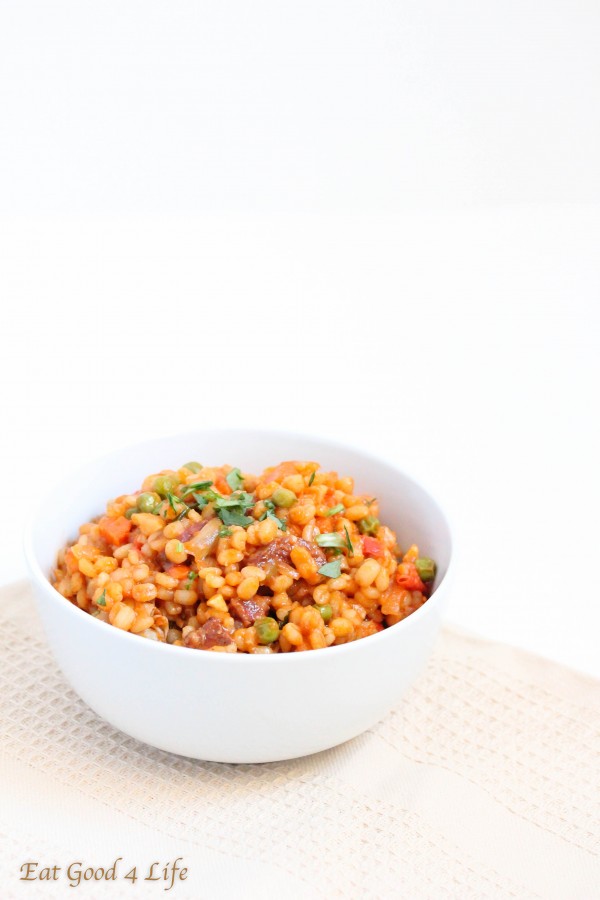 Healthier barley paella