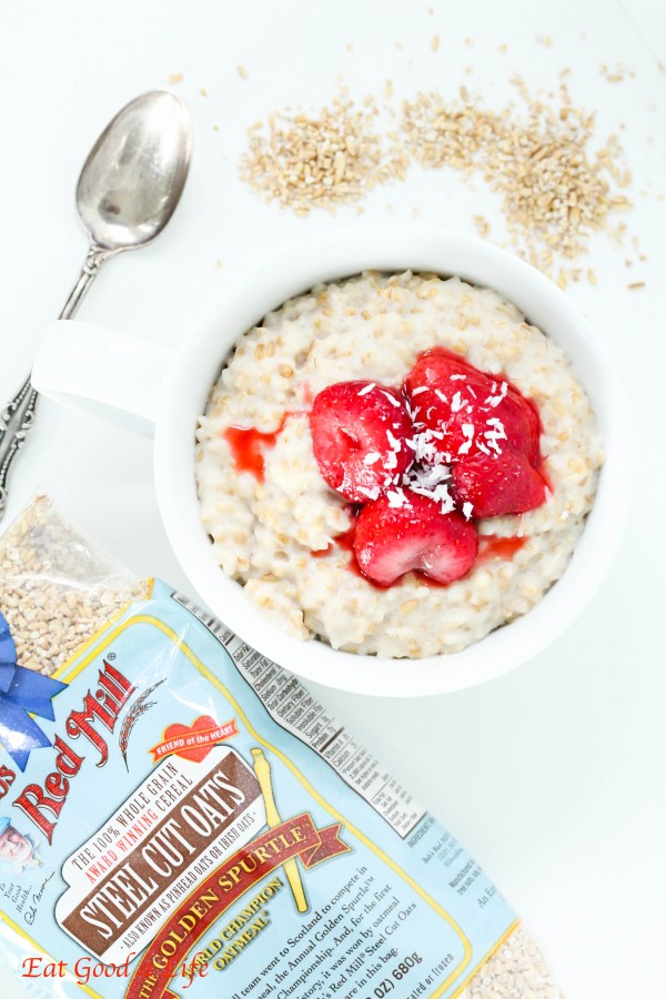 strawberries and cream steel cut oats