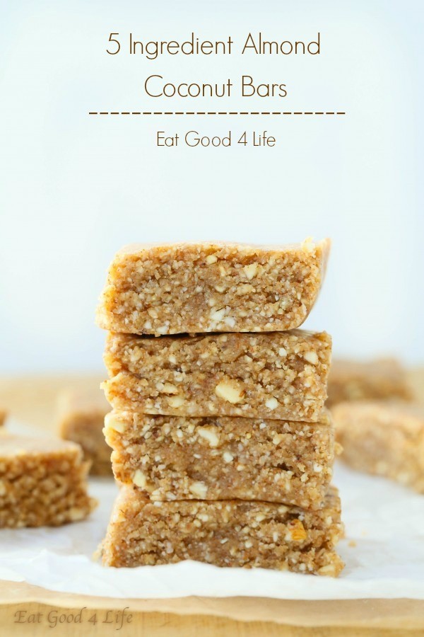 5 ingredient almond coconut bars | Eat Good 4 Life