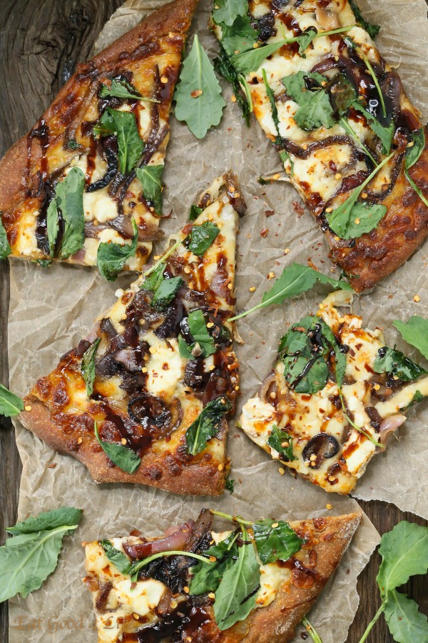 caramelized onion kale goat cheese pizza