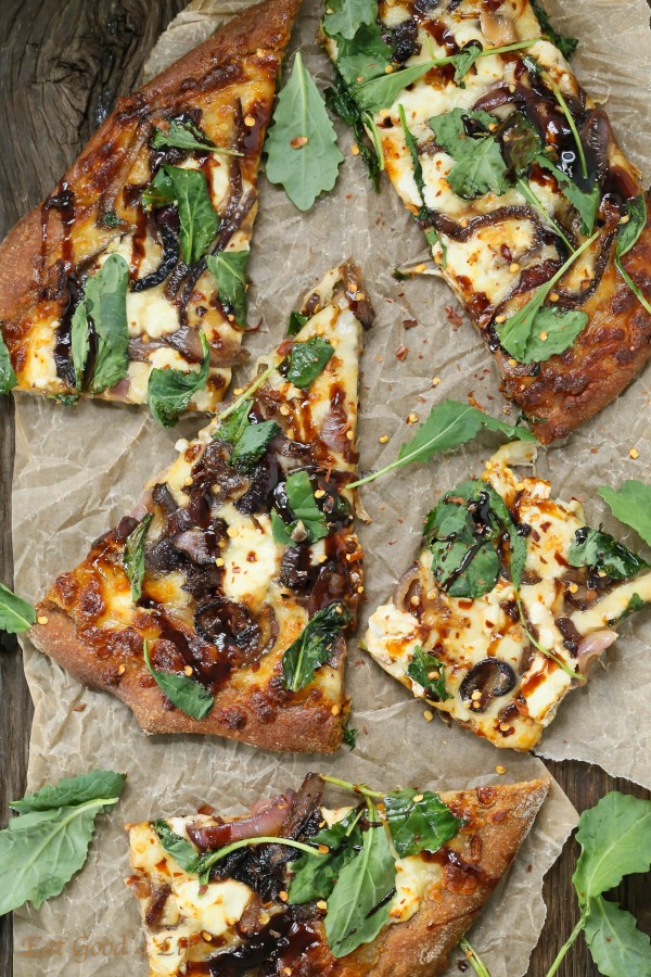 caramelized onion kale goat cheese pizza