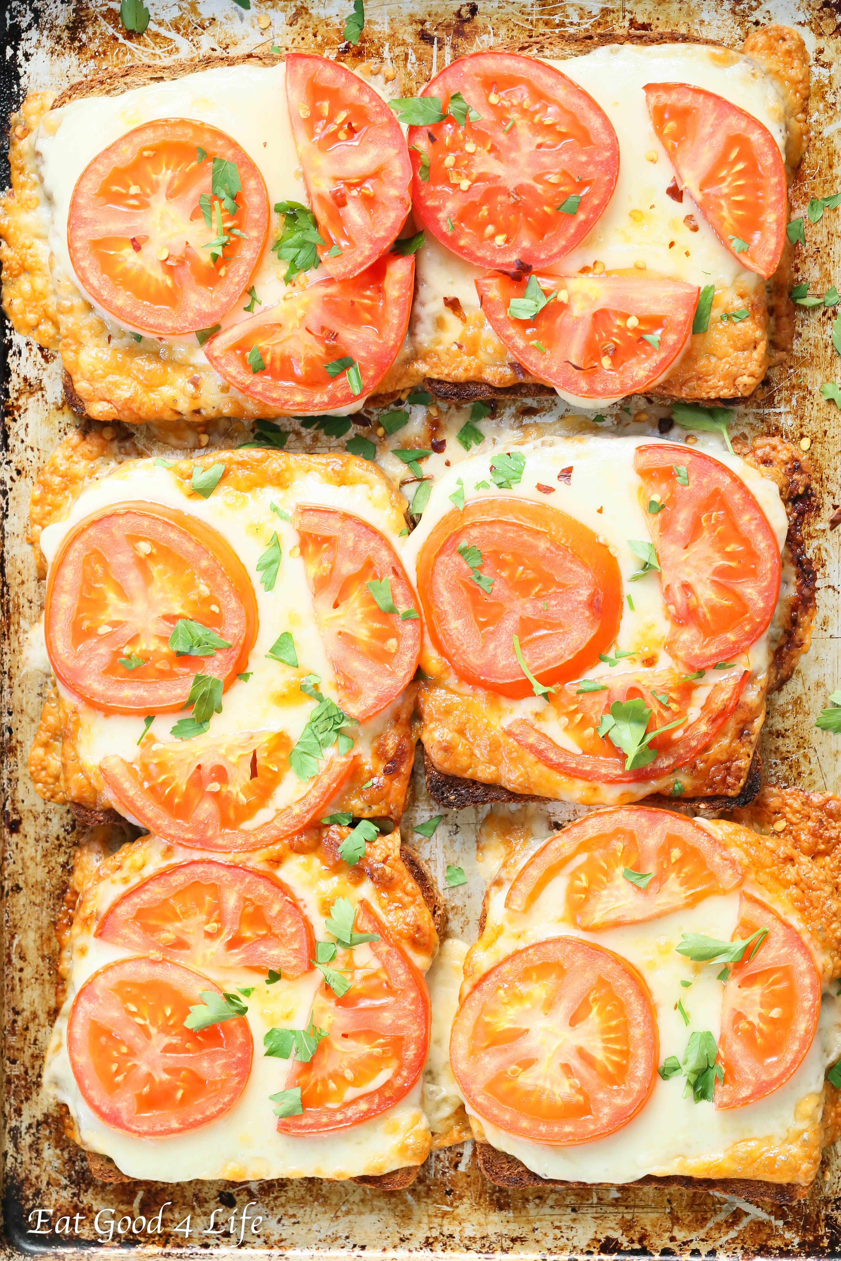 Super Easy Tomato Cheese Toasts