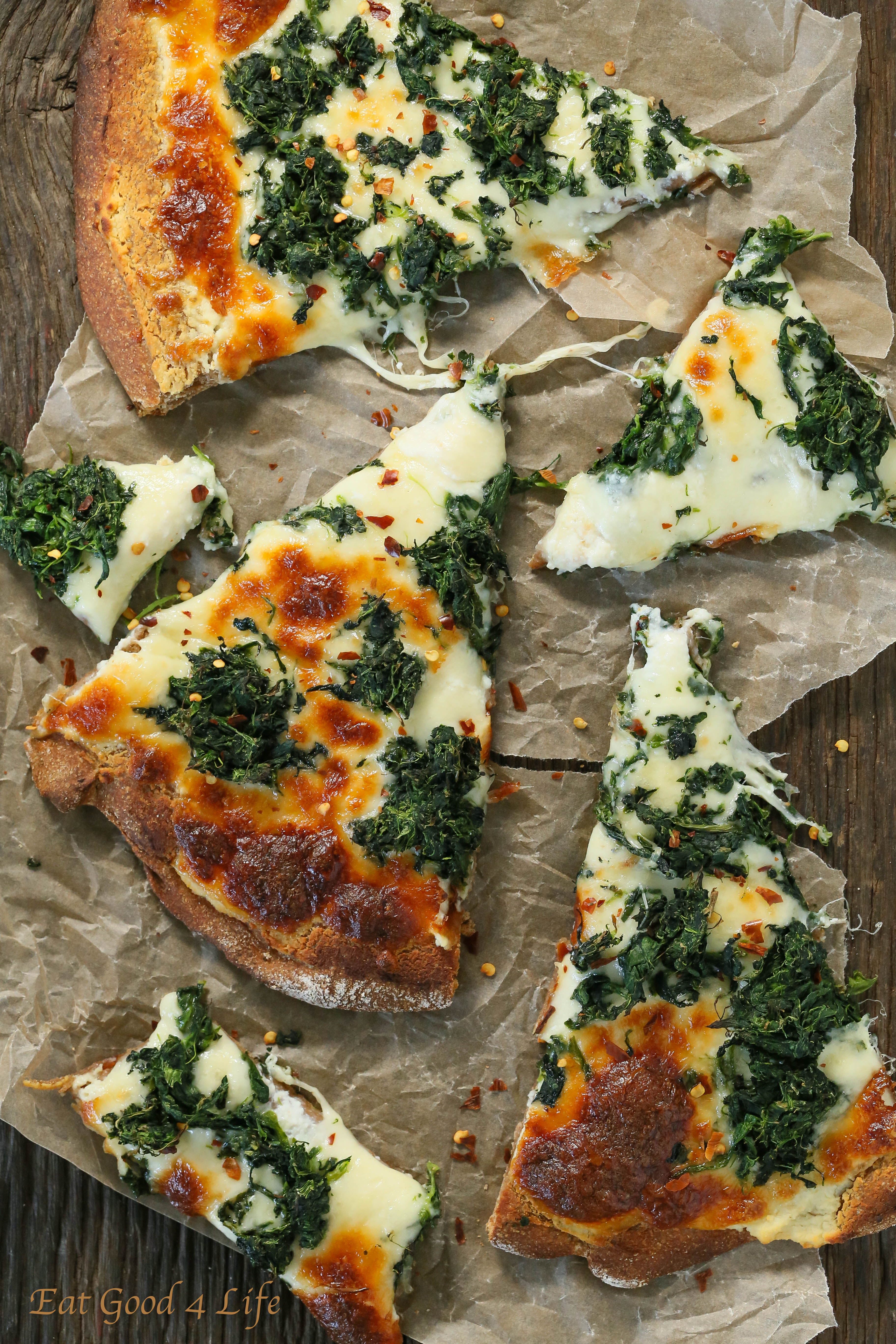 Roasted Garlic Spinach White Pizza Recipe | 10 Homemade Healthy Pizza Recipes