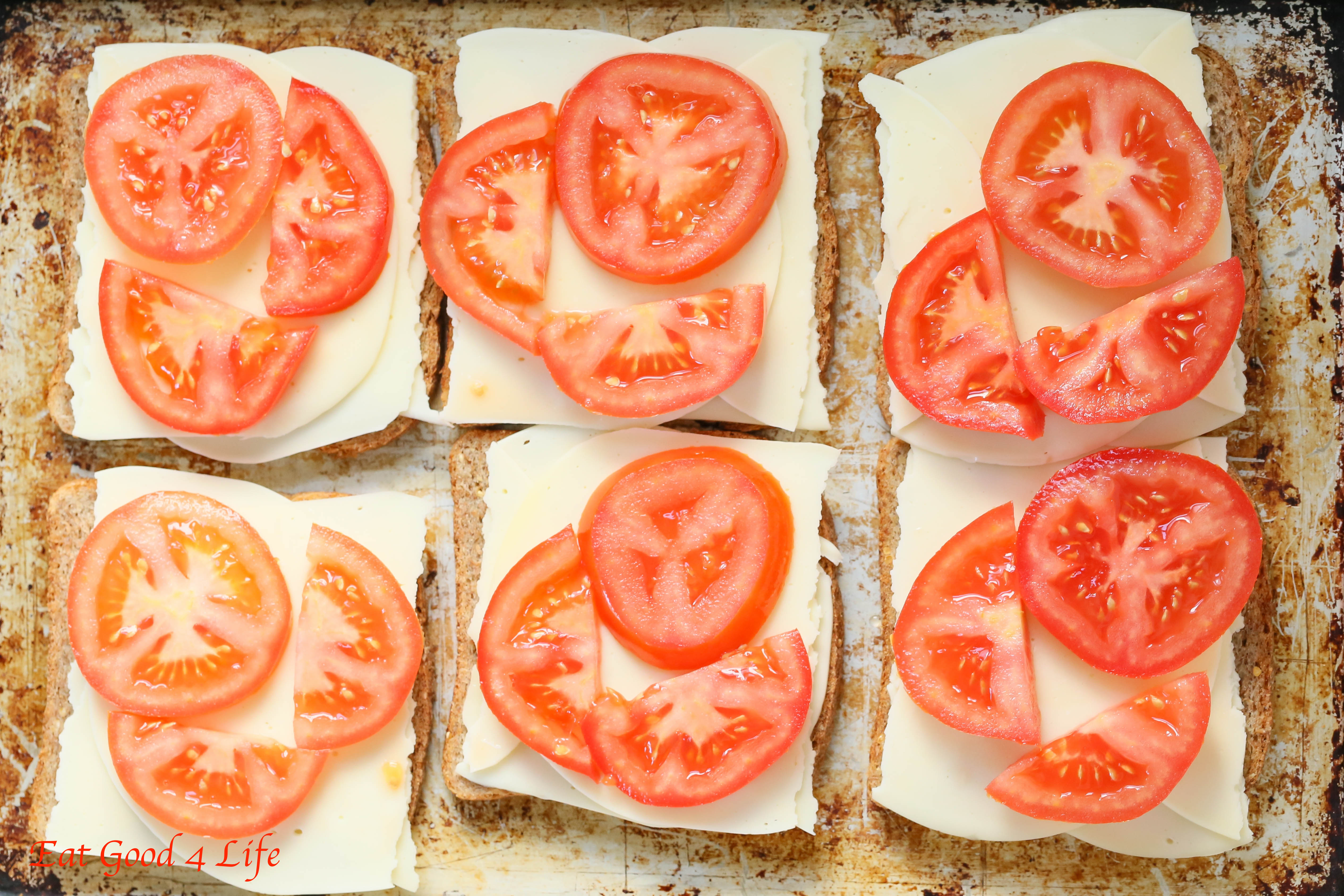 Super easy tomato cheese toasts