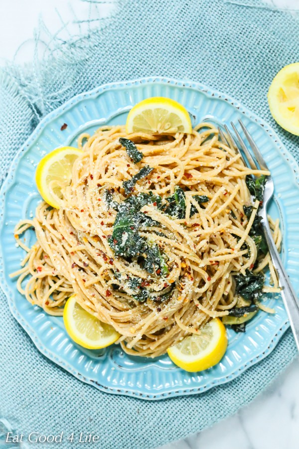 lemon kale whole wheat pasta