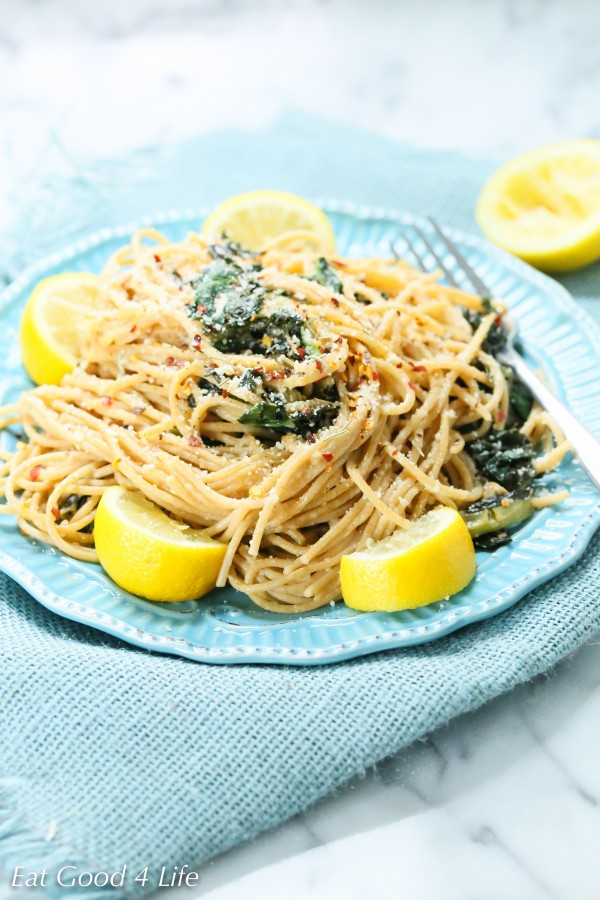 lemon kale whole wheat pasta