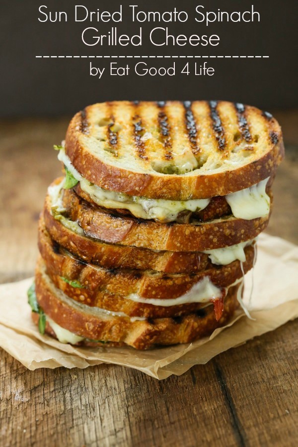 Sun dried tomato spinach grilled cheese sandwich | Eat Good 4 Life