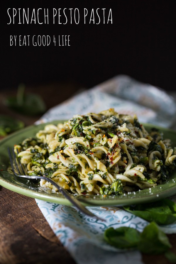 gluten free spinach pesto pasta | Eat Good 4 Life