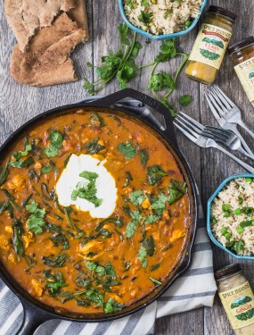 Chicken curry and spinach with coconut lime rice | Eat Good 4 Life