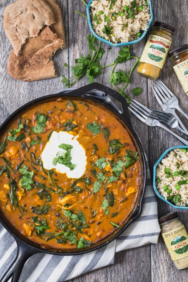 Chicken curry and spinach with coconut lime rice | Eat Good 4 Life