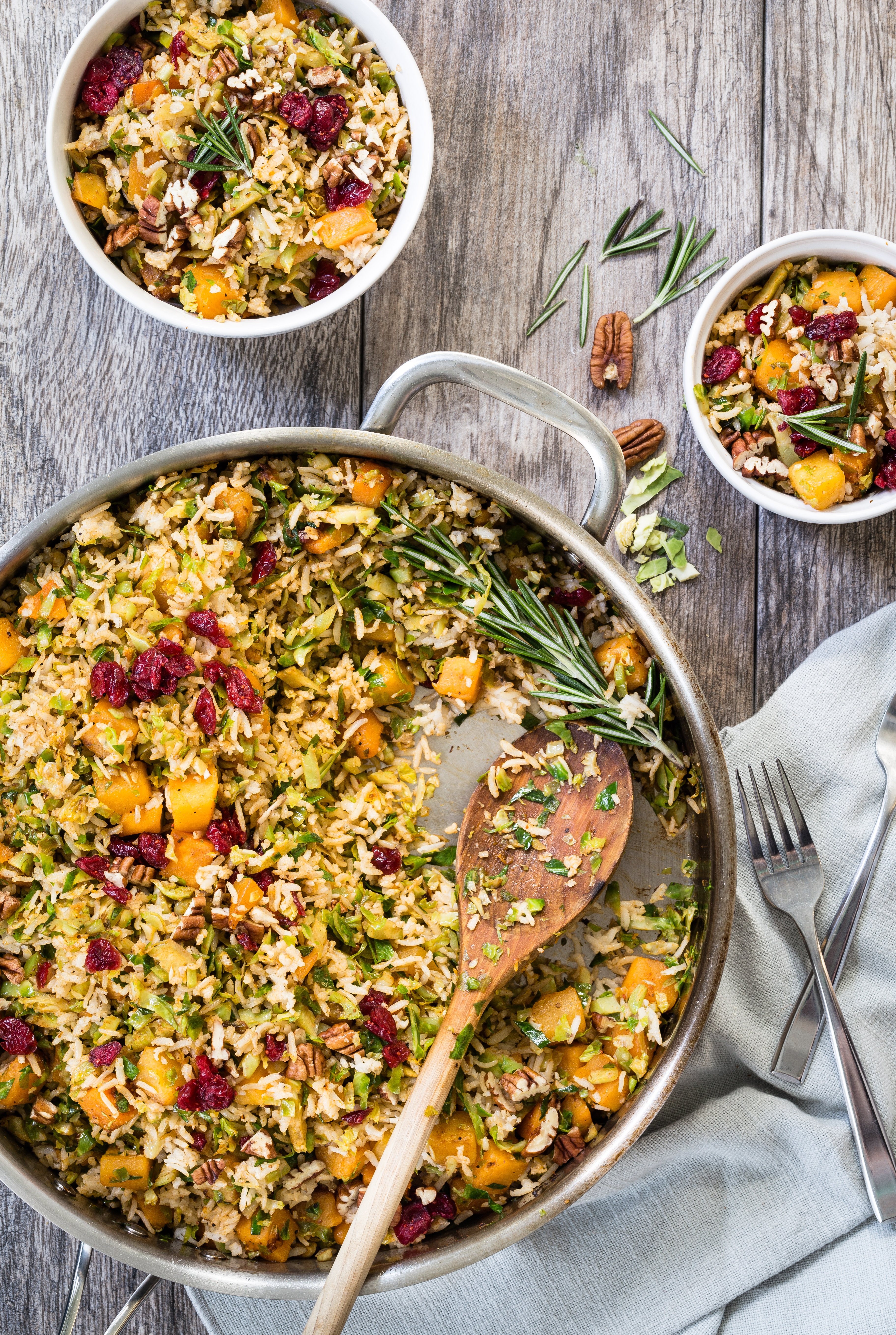Brown rice butternut squash Brussels sprouts pilaf