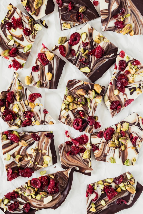 Cranberry pistachio chocolate bark