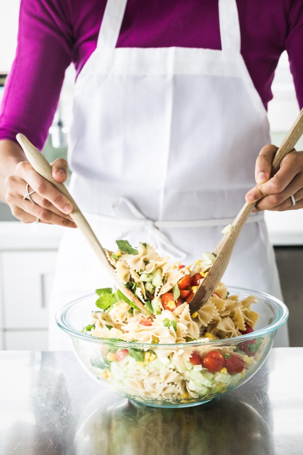 pasta salad with yogurt cilantro avocado dressing | Eat Good 4 Life