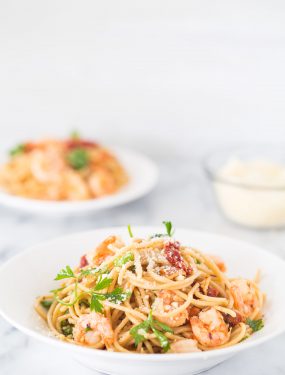 Shrimp scampi pasta with sun dried tomatoes | Eat Good 4 Life