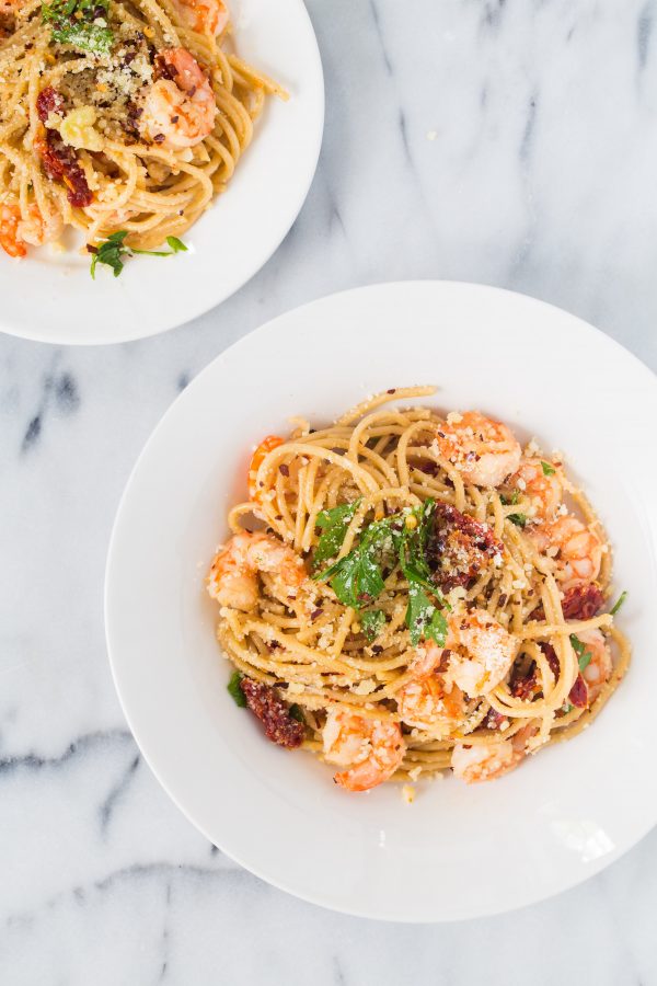 Shrimp scampi pasta with sun dried tomatoes | Eat Good 4 Life