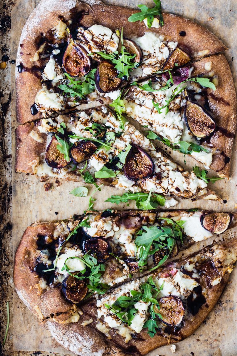 Whole Wheat Goat cheese fig arugula pizza Eat Good 4 Life
