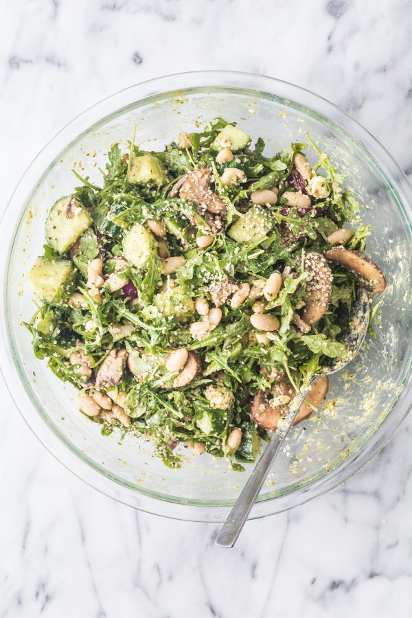 High protein white bean arugula salad | Eat Good 4 Life