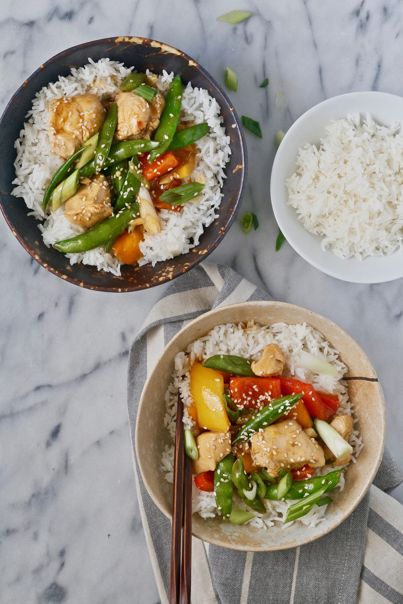 Chicken StirFry with Snow Peas and Mixed Bell Peppers Eat Good 4 Life